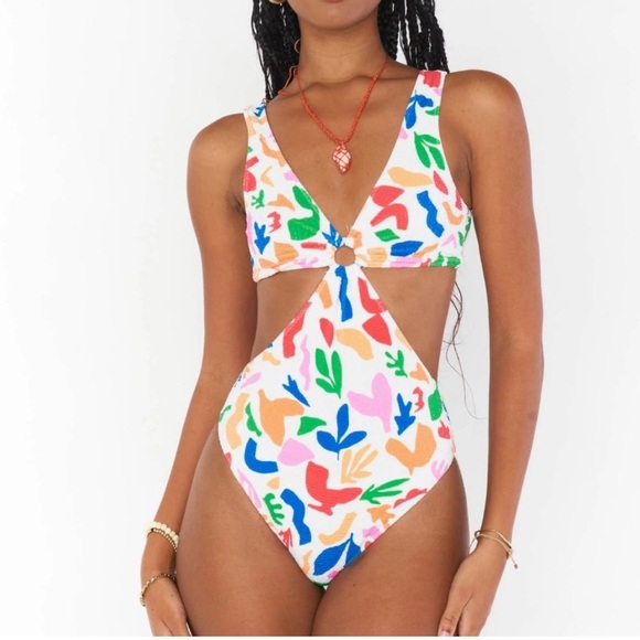 New Show Me Your Mumu Cove Cut out 1 piece Colorful Halter Swimsuit - Picture 5 of 7